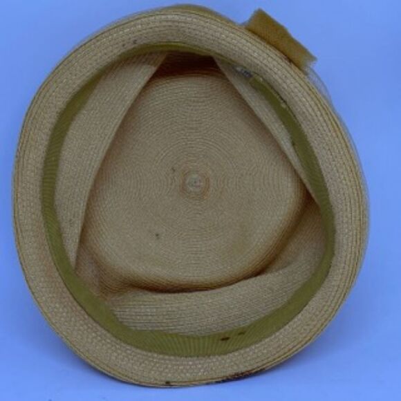 Vintage Yellow Hat with Silver V Shaped Accent - Picture 7 of 13